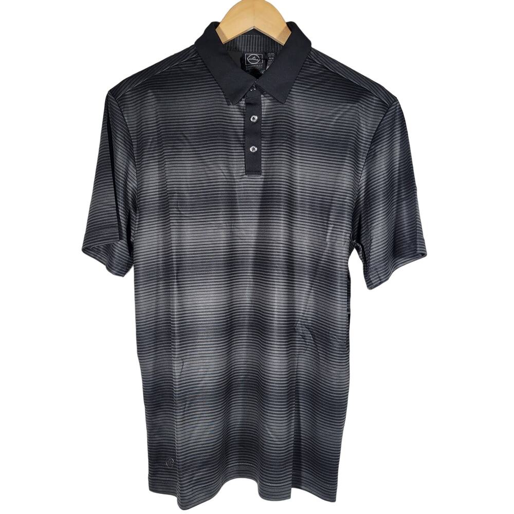 Stormtech Performance H2X Dry Mens Polo Shirt Black Grey‎ Stripe Golf Casual VP1